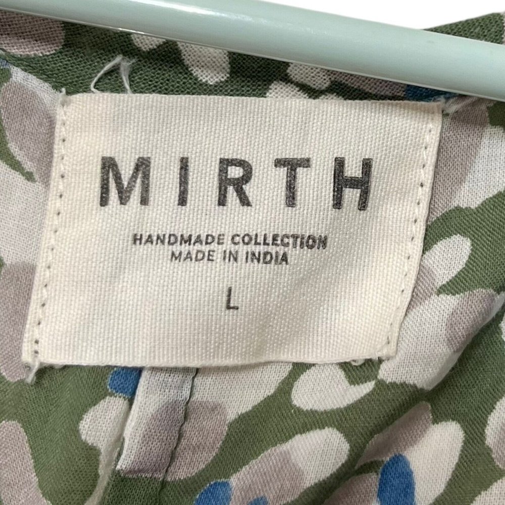 Mirth Bali Midi Dress Cotton Lagenlook Printed Women’s Size Large Missing Belt - Picture 13 of 14